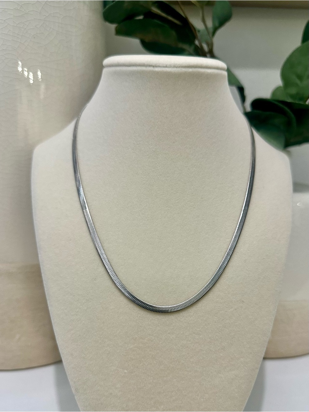 Silver-Tone Herringbone Necklace